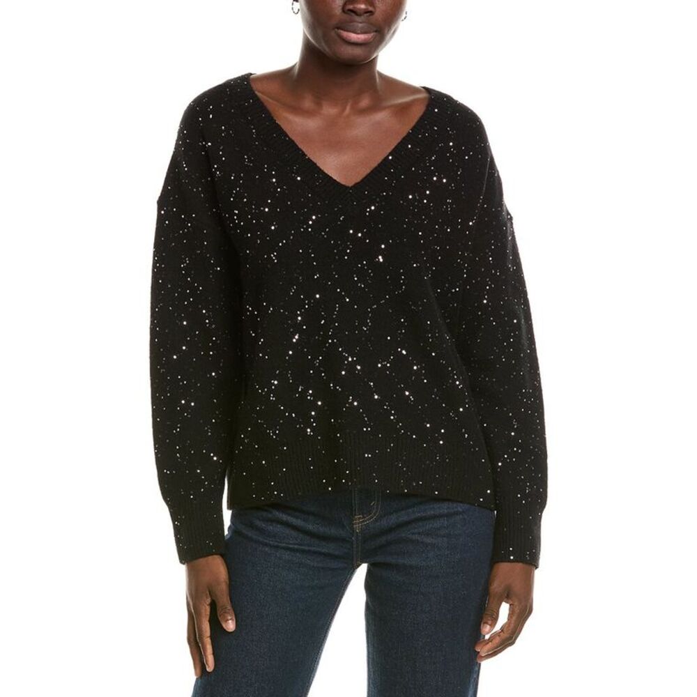 Michael Stars Womens  Francis V-Neck Sweater, Black